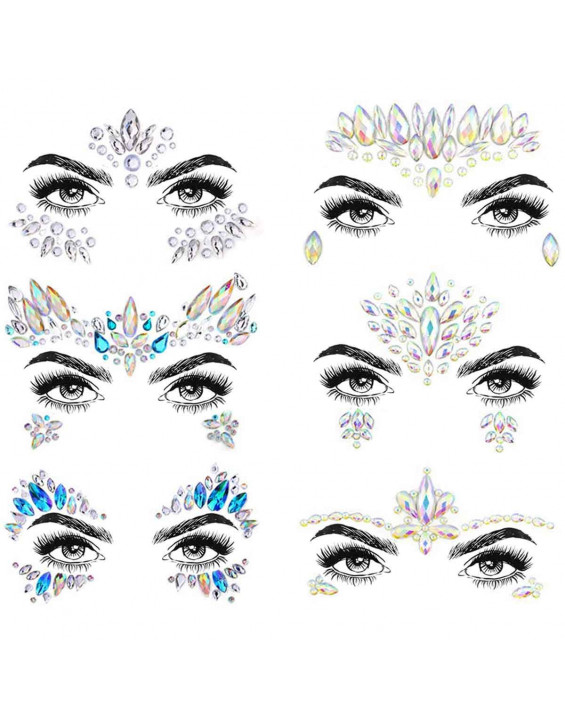 Kit Cartelas de Strass Adesivos para Maquiagem (Contém 6)