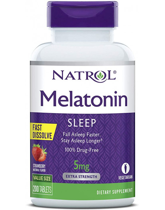 Natrol Suplemento De Melatonina 5mg Fast Dissolve Sabor Morango (200 Comprimidos)