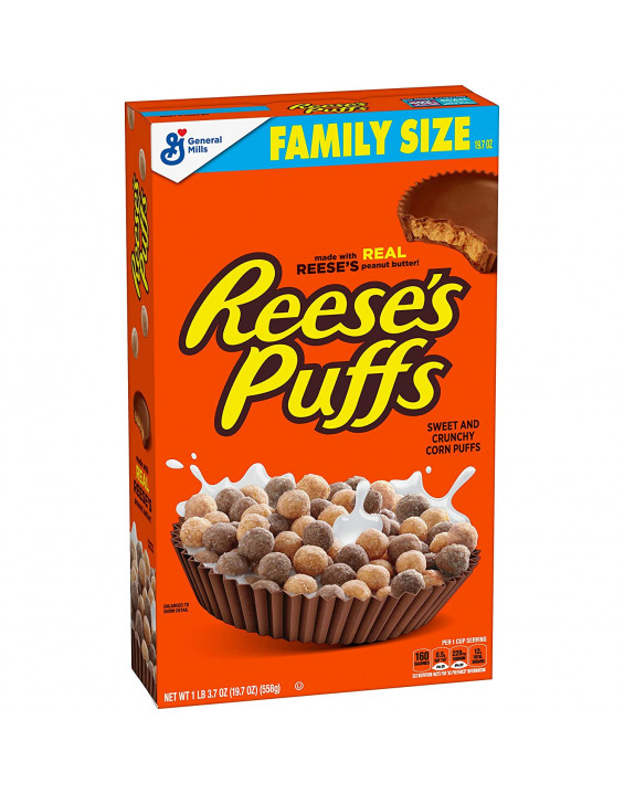 Cereal Reeses Puffs Sabor Manteiga de Amendoim Family Size 558g