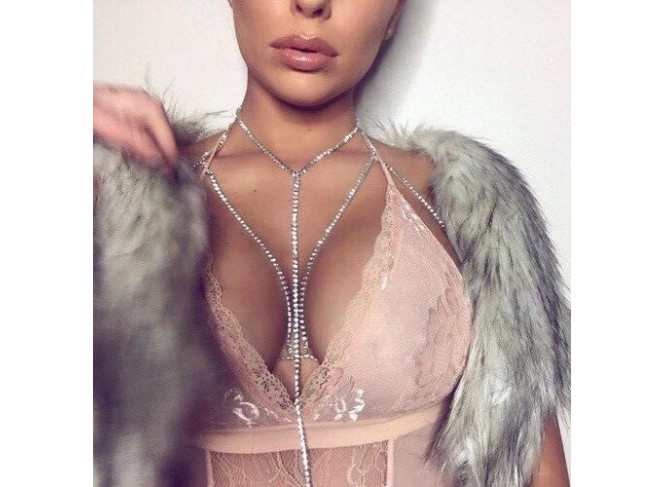 Sutia de Strass Body Chain Fierce Prata Sutia de Strass Body Chain Fierce Prata