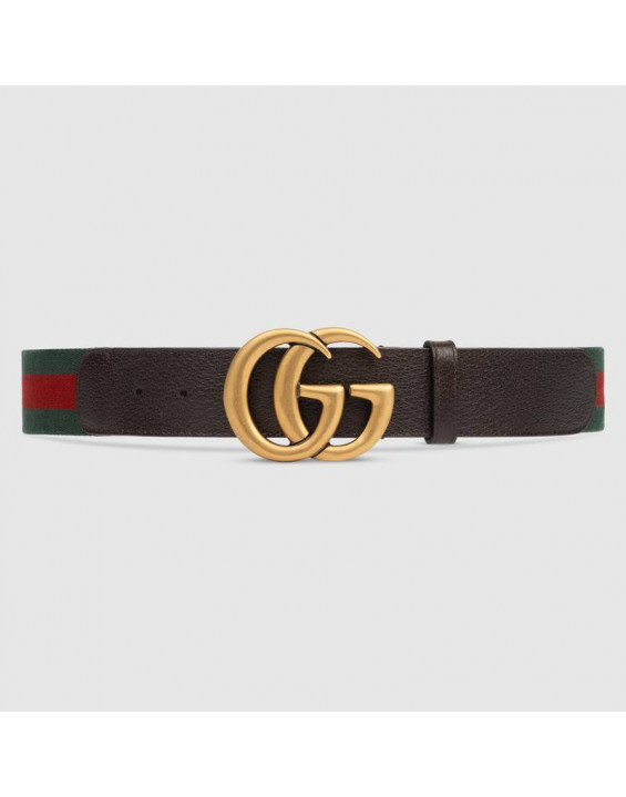 GUCCI Cinto Web Marmont Fivela Double G Dourado
