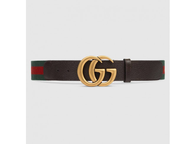 GUCCI Cinto Web Marmont Fivela Double G Dourado GUCCI Cinto Web Marmont Fivela Double G Dourado