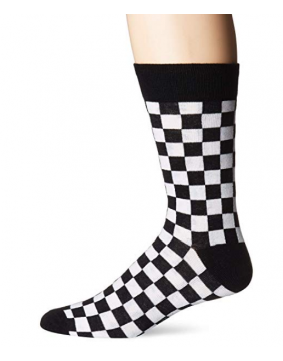 Meia Cano Médio Xadrez Preta 