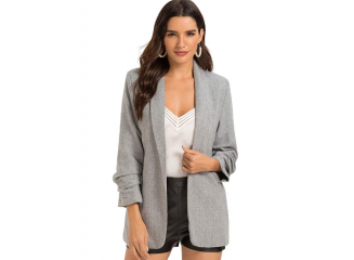 Blazer Alfaiataria Alongado Cinza 