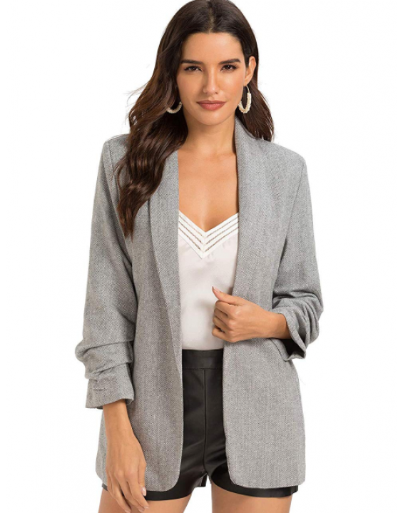 Blazer Alfaiataria Alongado Cinza 