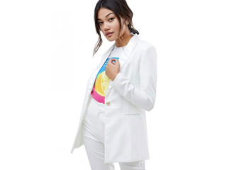 Blazer Alfaiataria Alongado Branco 