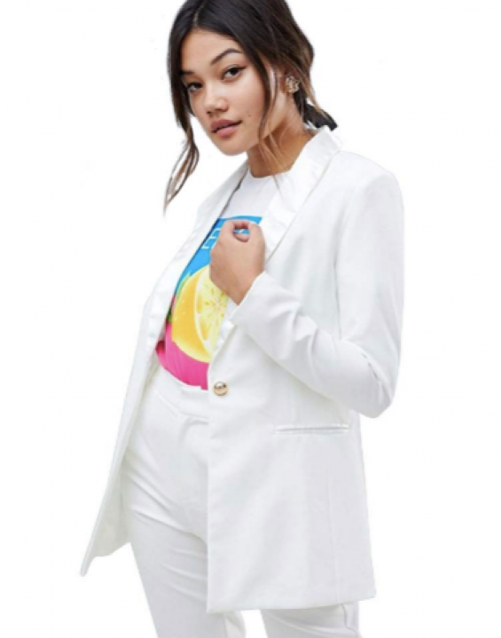 Blazer Alfaiataria Alongado Branco 