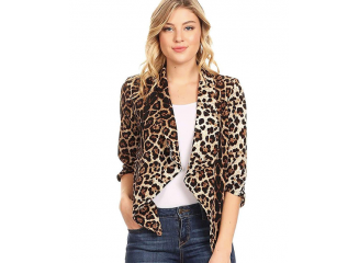 Blazer Casual Animal Print Leopardo