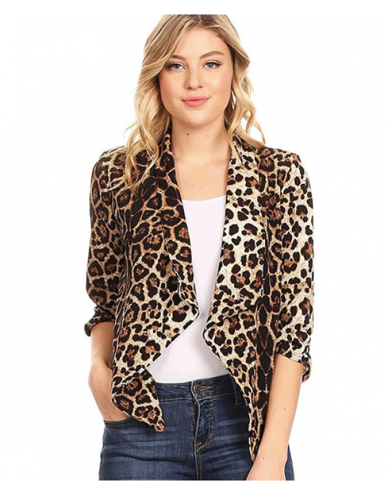 Blazer Casual Animal Print Leopardo