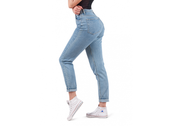 BYDI Calça Mom Jeans Cintura Alta Vintage (Cores)