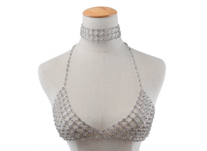 Sutia de Strass Bralette Sparkle Choker Sutia de Strass Bralette Sparkle Choker