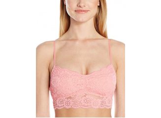 Sutiã Bralette de Renda com Bojo Rosa