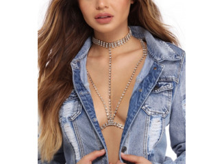 Sutia de Strass Body Chain Fierce Prata