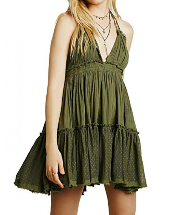 Vestido Boho Bohemian Clássico Verde Oliva