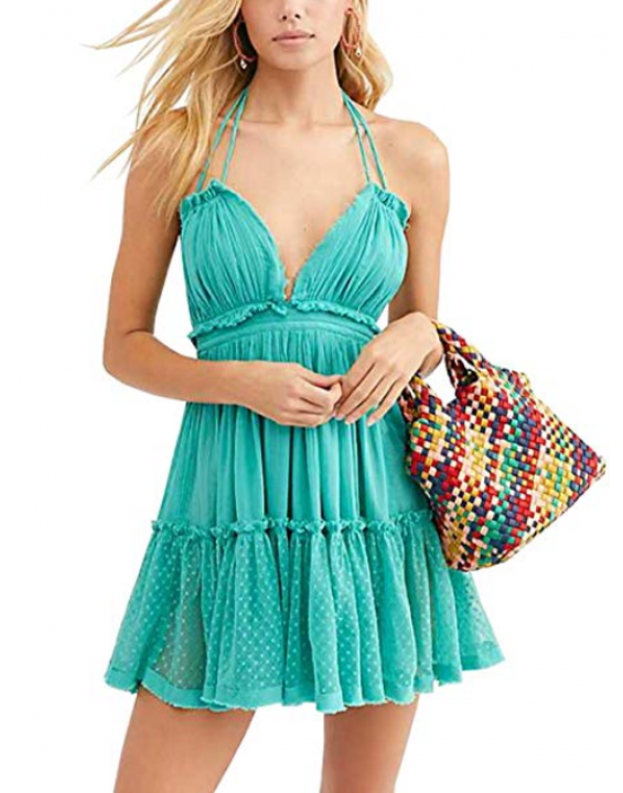 Vestido Boho Bohemian Clássico Azul Turquesa