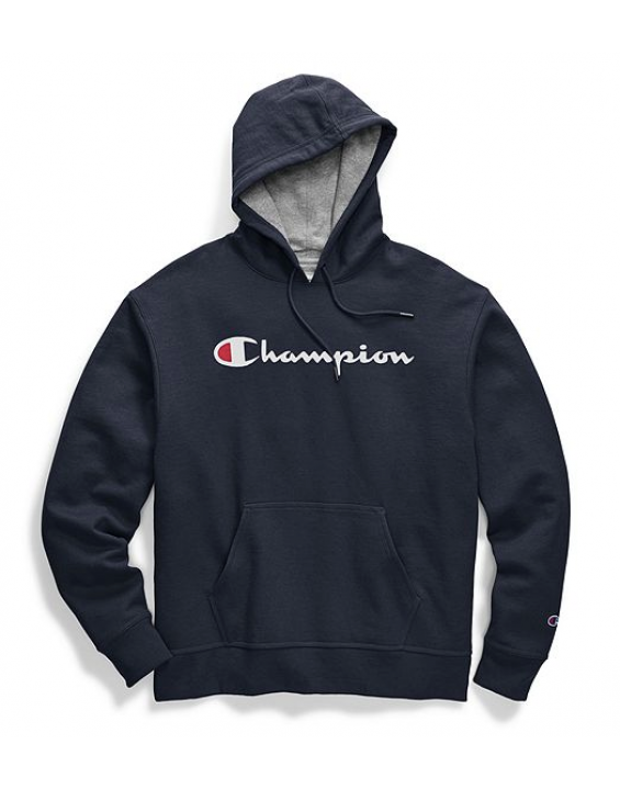 Champion Casaco de Moletom com Capuz Script Logo Azul Navy	
