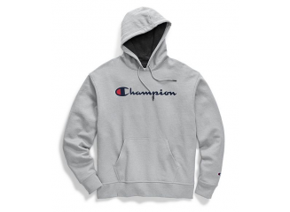 Champion Casaco de Moletom com Capuz Script Logo Cinza
