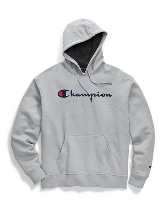 Champion Casaco de Moletom com Capuz Script Logo Cinza