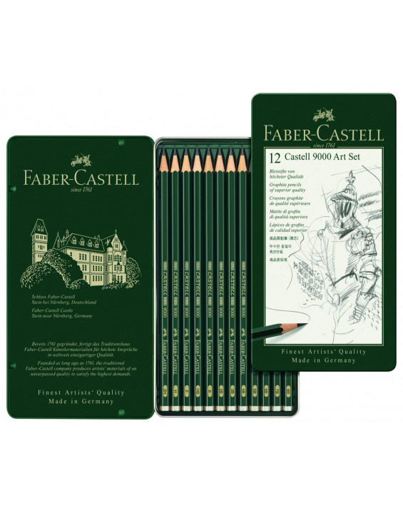 Faber-Castell Estojo Kit Lápis para Desenho Castell 9000 Art Set (Contém 12)