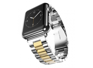 Pulseira de Aço Inox para Apple Watch Clássica Silver Gold