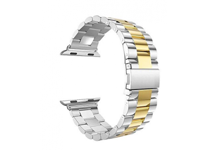 Pulseira de Aço Inox para Apple Watch Clássica Silver Gold Pulseira de Aço Inox para Apple Watch Clássica Silver Gold