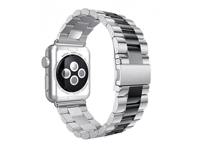 Pulseira de Aço Inox para Apple Watch Clássica Silver Black