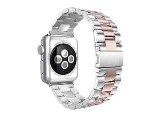 Pulseira de Aço Inox para Apple Watch Clássica Silver Rose
