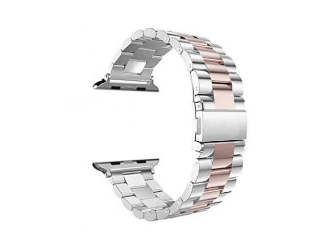 Pulseira de Aço Inox para Apple Watch Clássica Silver Rose