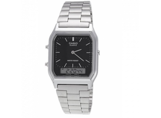 Casio Relógio Vintage Analógico e Digital A178WGA1A Prata e Preto