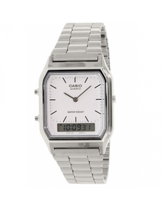 Casio Relógio Vintage Analógico e Digital AQ230A7D Prata