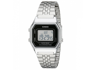 Casio Relógio Digital Vintage LA680WA-1DF Prata e Preto