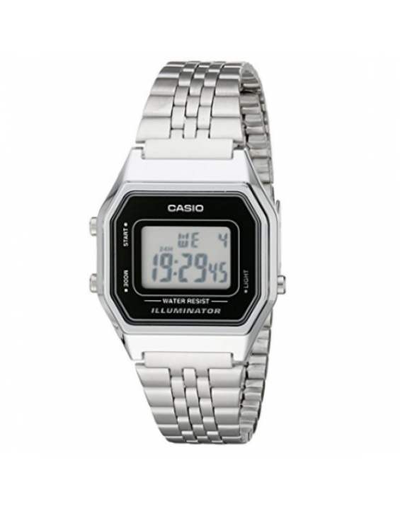 Casio Relógio Digital Vintage LA680WA-1DF Prata e Preto
