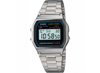 Casio Relógio Digital Vintage A158W-1 Prata e Preto
