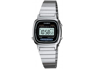 Casio Relógio Digital Vintage LA670WD-1 Prata e Preto