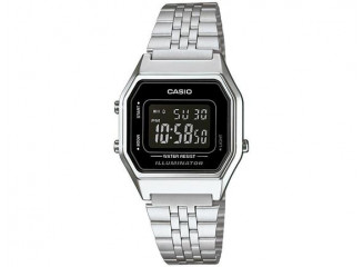 Casio Relógio Digital Vintage LA680WA-1BDF Prata e Preto com Visor Preto