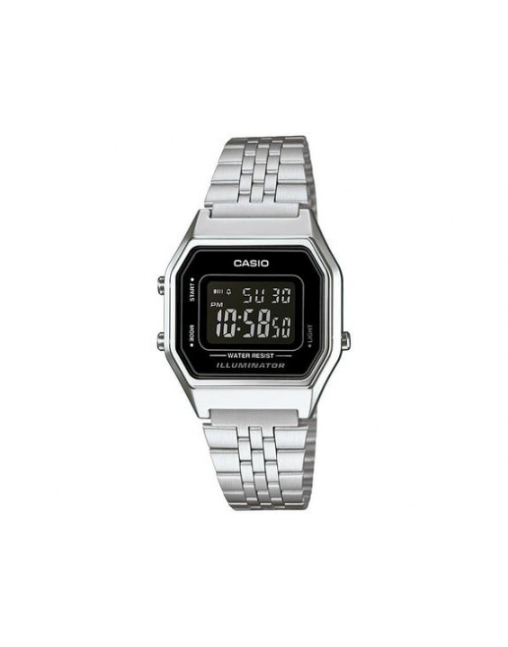 Casio Relógio Digital Vintage LA680WA-1BDF Prata e Preto com Visor Preto Casio Relógio Digital Vintage LA680WA-1BDF Prata e Preto com Visor Preto