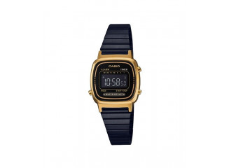 Casio Relógio Digital Vintage LA670WEGB-1B Preto e Dourado