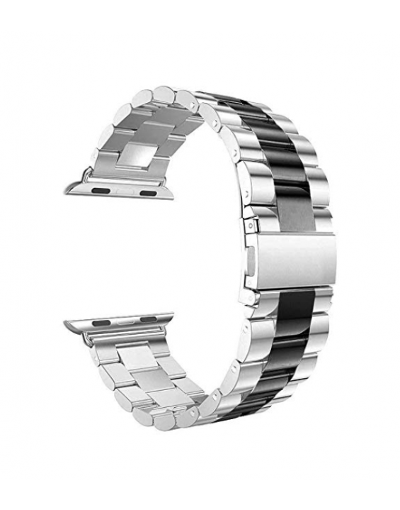 Pulseira de Aço Inox para Apple Watch Clássica Silver Black