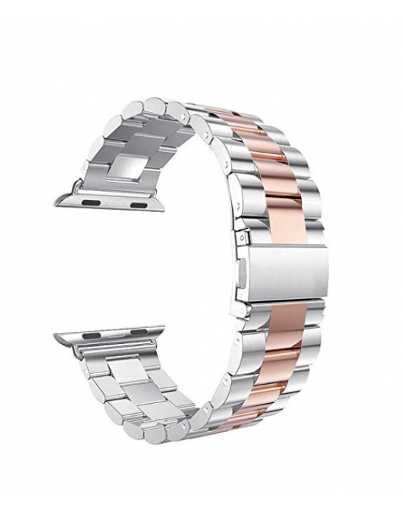 Pulseira de Aço Inox para Apple Watch Clássica Silver Rose