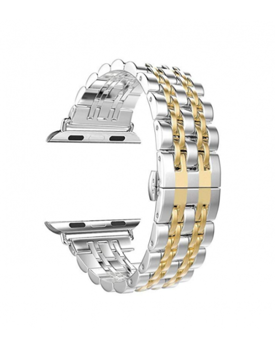 Pulseira de Aço Inox para Apple Watch LUX Silver Gold