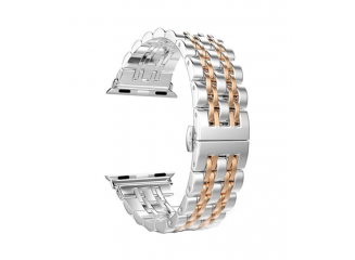 Pulseira de Aço Inox para Apple Watch LUX Silver Rose