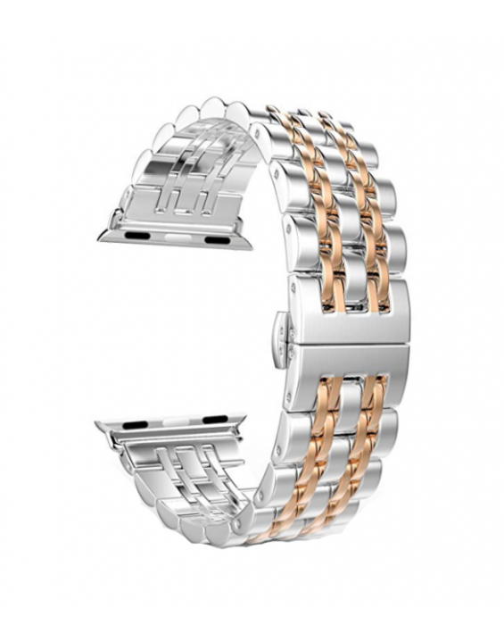 Pulseira de Aço Inox para Apple Watch LUX Silver Rose