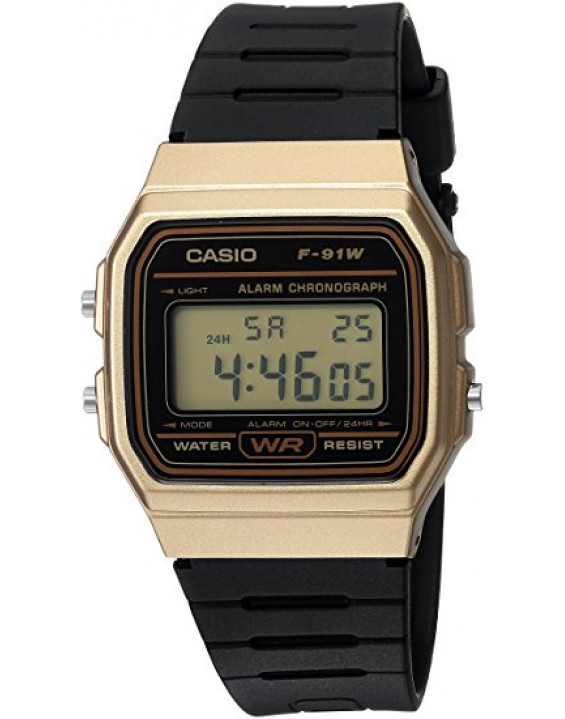 Casio Relógio Digital Vintage F91WM-9ACF Preto e Dourado