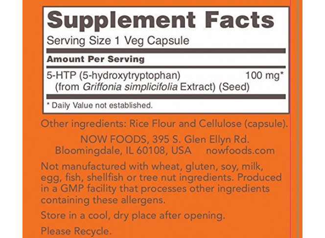 NOW Foods Suplemento 5-HTP 100 mg (120 Cápsulas) NOW Foods Suplemento 5-HTP 100 mg (120 Cápsulas)