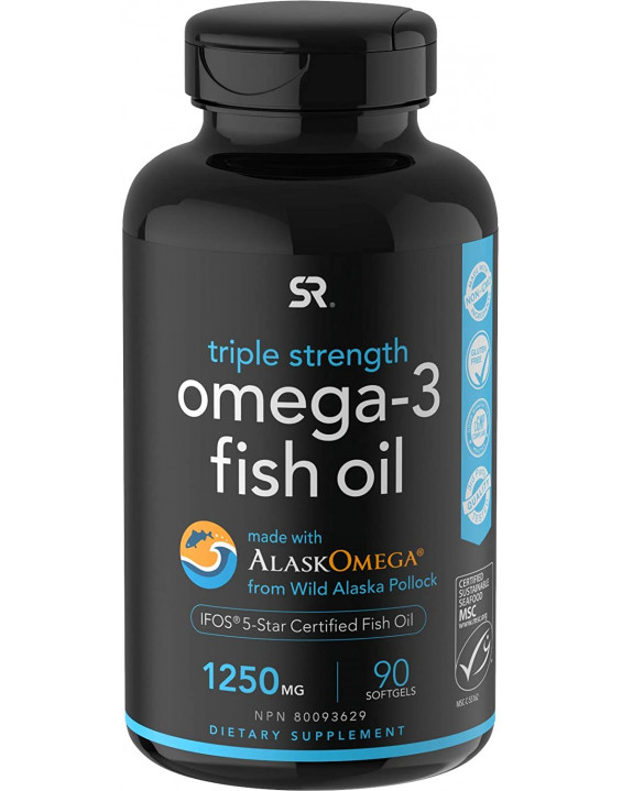 Sports Research Suplemento de Omega-3 Wild Alaska 1250mg (90 Cápsulas)
