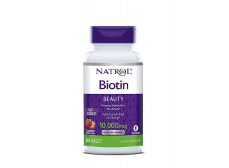 Natrol Suplemento Biotin 10000mg Fast Dissolve Morango (60 Comprimidos)