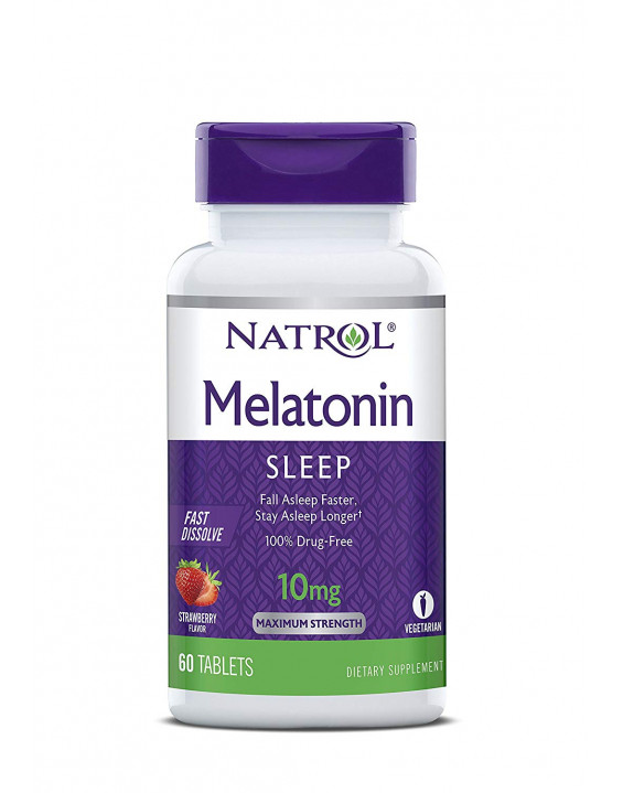 Natrol Suplemento de Melatonina 10mg Fast Dissolve Sabor Morango (60 Comprimidos)