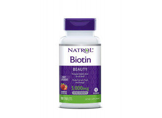 Natrol Suplemento Biotin 5000mcg Fast Dissolve Morango (90 Comprimidos)