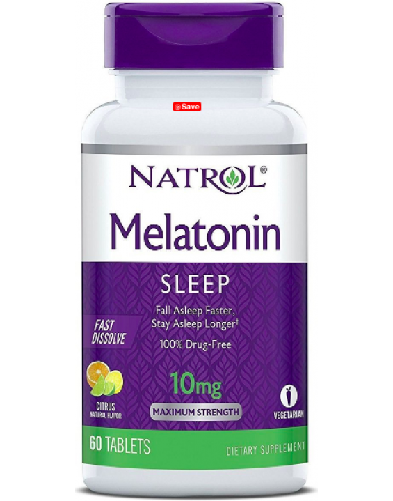 Natrol Suplemento de Melatonina 10mg Fast Dissolve Sabor Citrus (60 Comprimidos)