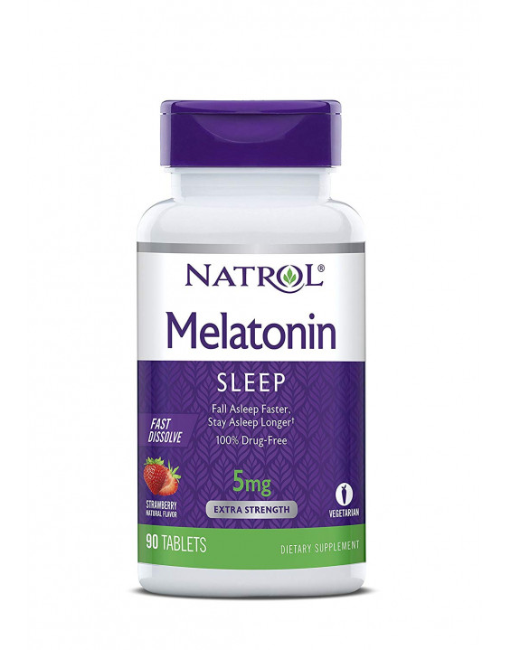 Natrol Suplemento De Melatonina 5mg Fast Dissolve Sabor Morango (90 Comprimidos)